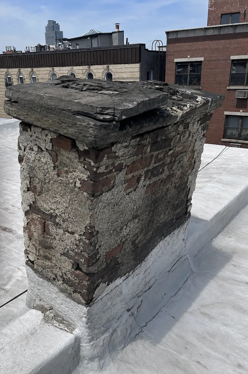 Complete Chimney Stack Rebuild and Masonry Restoration, before