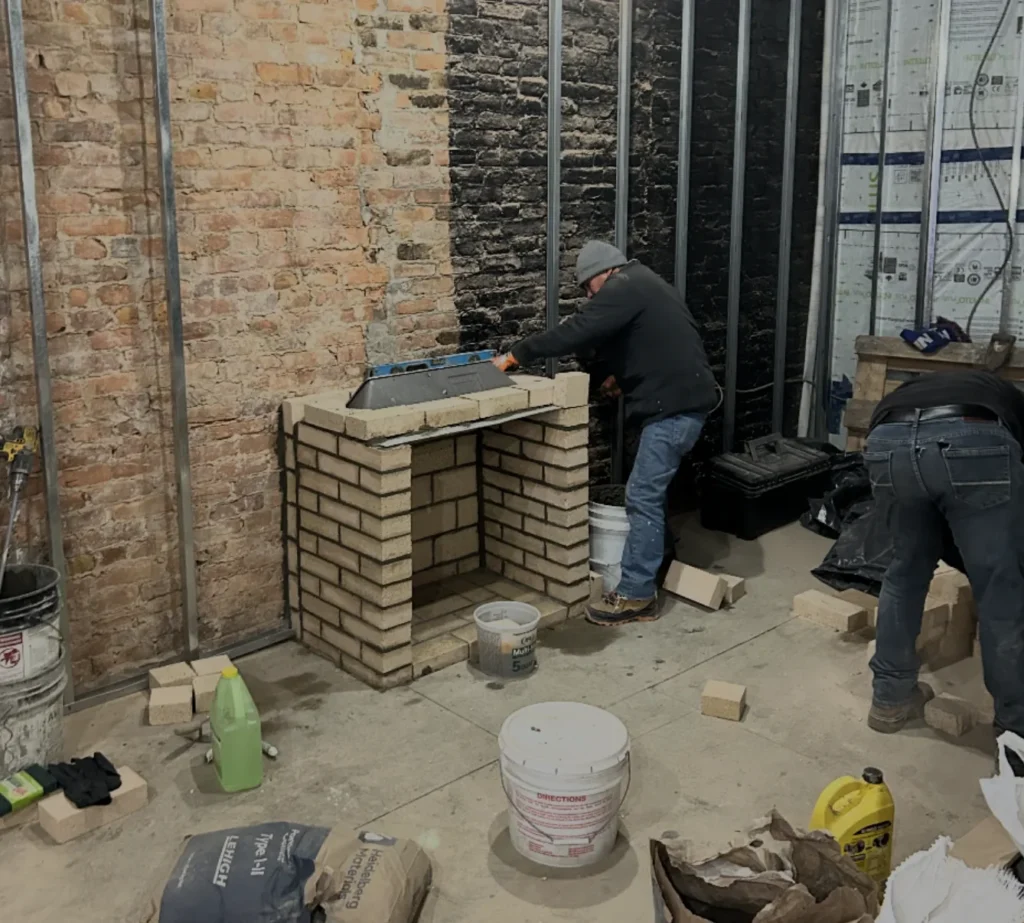 Custom Fireplace Construction with Class A Chimney and Offset Flue