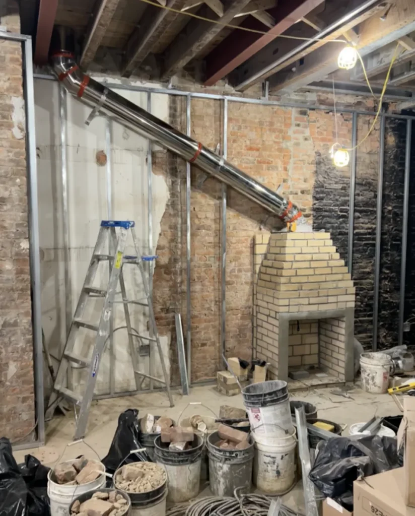 Custom Fireplace Construction with Class A Chimney and Offset Flue